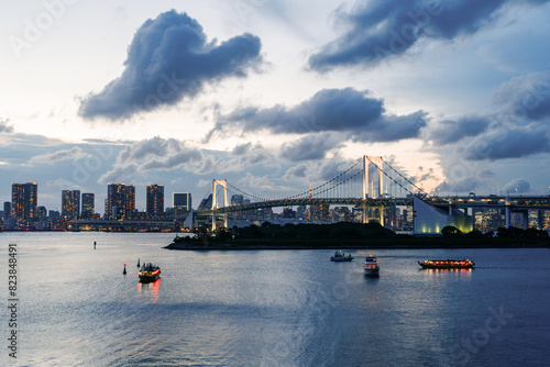 Tokyo bay at sunset photo