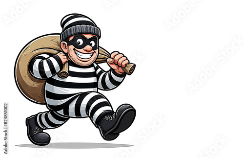 Cartoon of a thief running away.