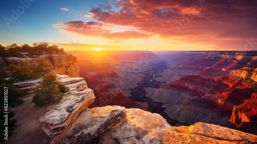 Sunset Over The River, Sunset Over Grand Canyon. Generative AI © A.M