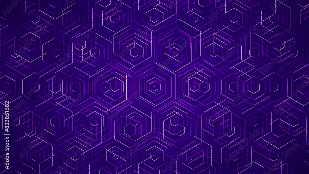Purple Glowing Tech Hexagons. Animated Hexagonal Grid. Looped video. Purple Glowing Tech Hexagons. Animated Hexagonal Grid. Looped video.