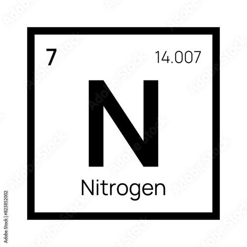 Nitrogen chemical element of the periodic table. Vector isolated symbol N
