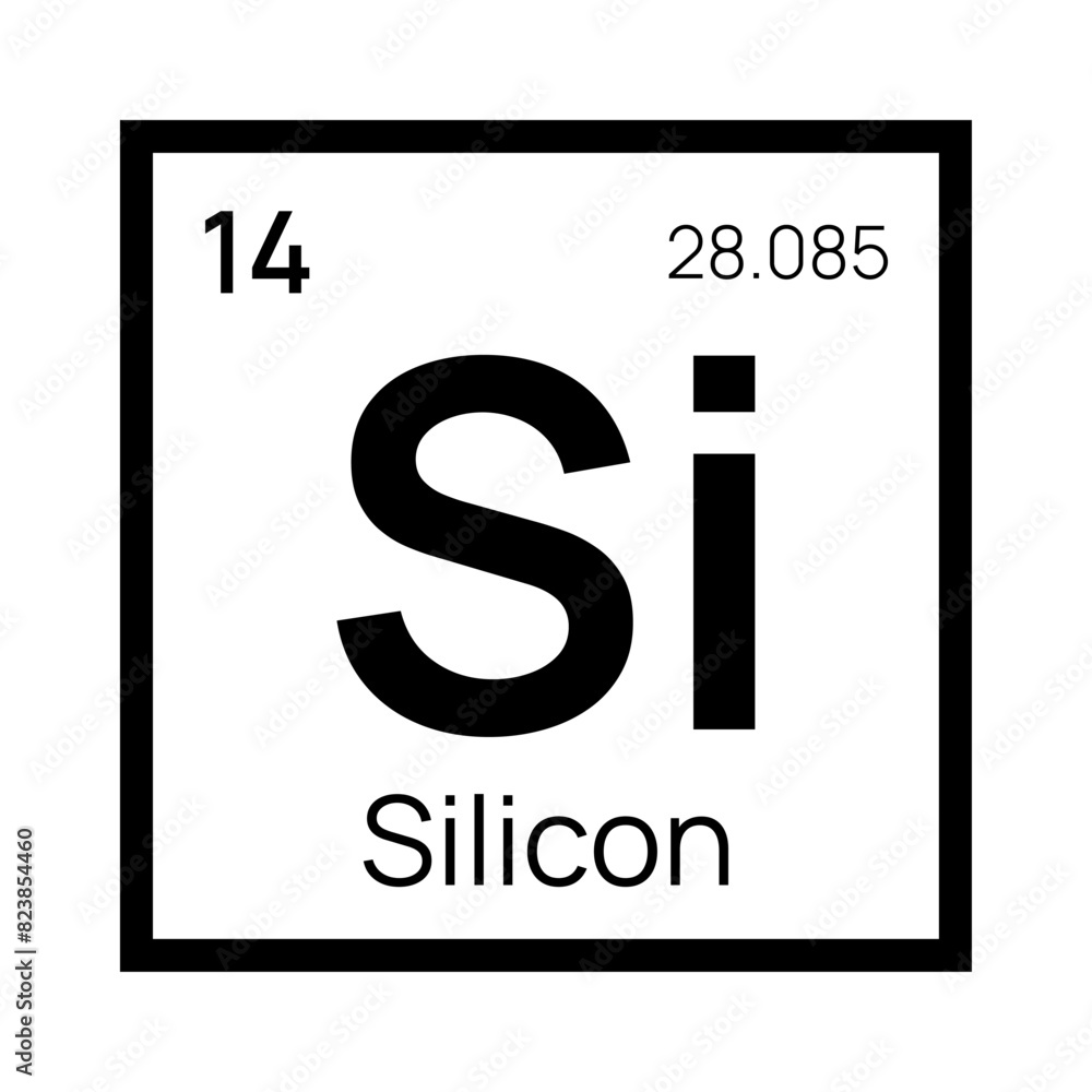 Silicon chemical element of the periodic table. Vector isolated symbol Si Silicon chemical element of the periodic table. Vector isolated symbol Si