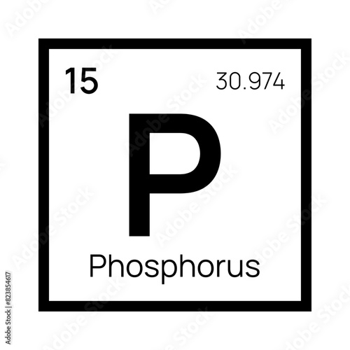 Phosphorus chemical element of the periodic table. Vector isolated symbol P