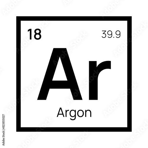 Argon chemical element of the periodic table. Vector isolated symbol Ar