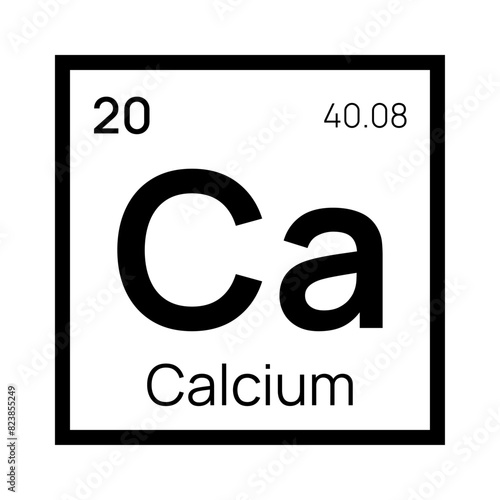 Calcium chemical element of the periodic table. Vector isolated symbol Ca