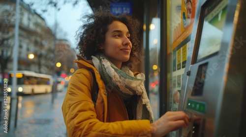 Woman Standing Next to Parking Meter in Rain