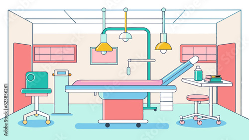 Modern Dental Clinic Interior with Colorful Equipment and Furnishings