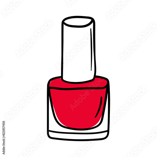 Nail polish vector icon in doodle style. Symbol in simple design. Cartoon object hand drawn isolated on white background.