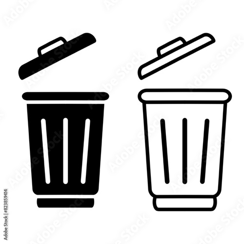 Trash can open outline vector icon. Thin line black trash can open icon, flat vector simple element illustration from editable tools and utensils concept isolated on white background