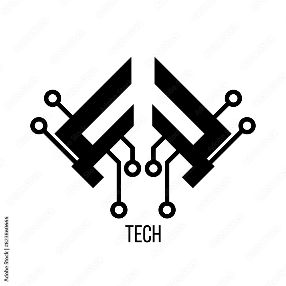 Abstract vector logo design template. Technology symbol with microcircuit and processor. Abstract vector logo design template. Technology symbol with microcircuit and processor.