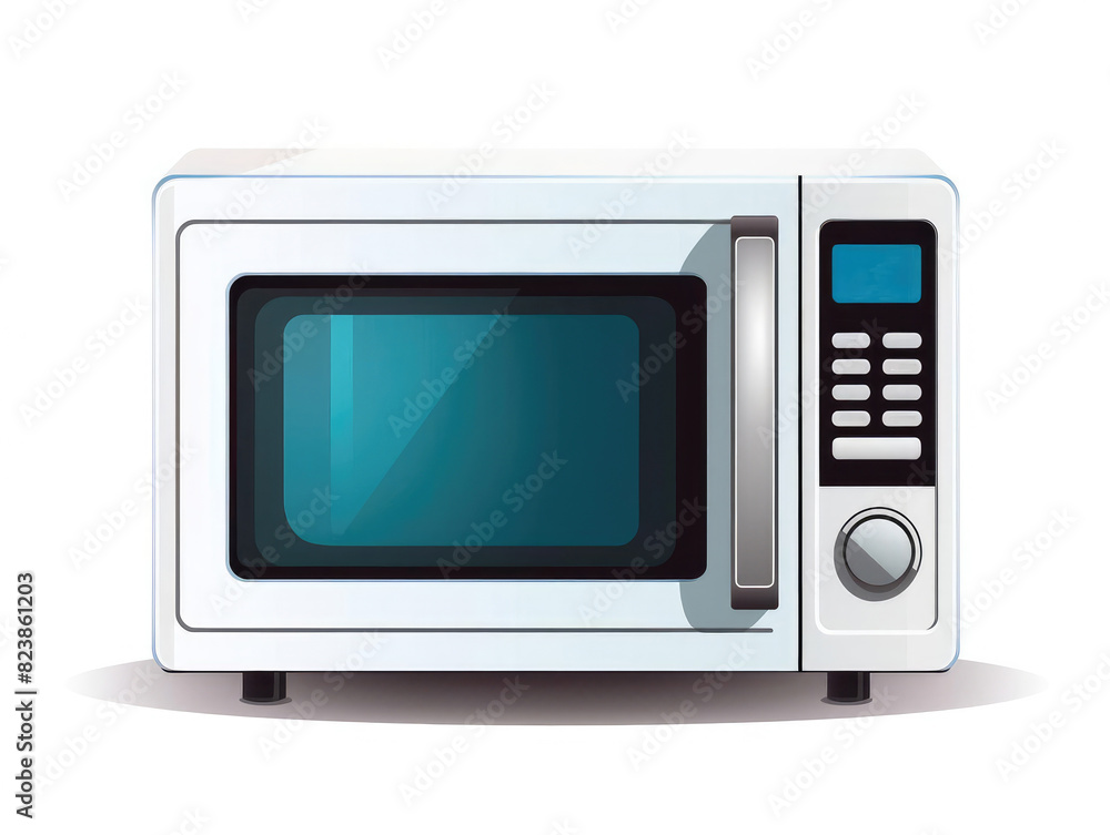 White microwave oven with digital display and control panel.