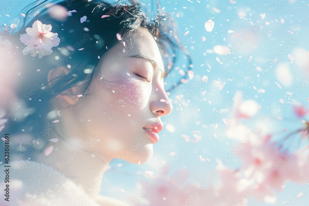 Sakura Silhouette: Woman's Grace Among Japan's Blossoms Sakura Silhouette: Woman's Grace Among Japan's Blossoms
