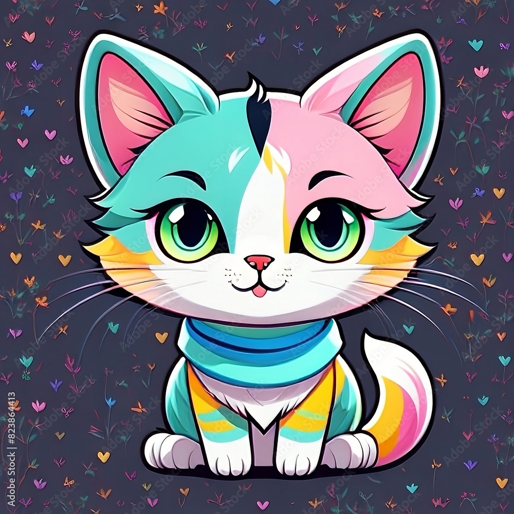Vector cat character for t-shirt design