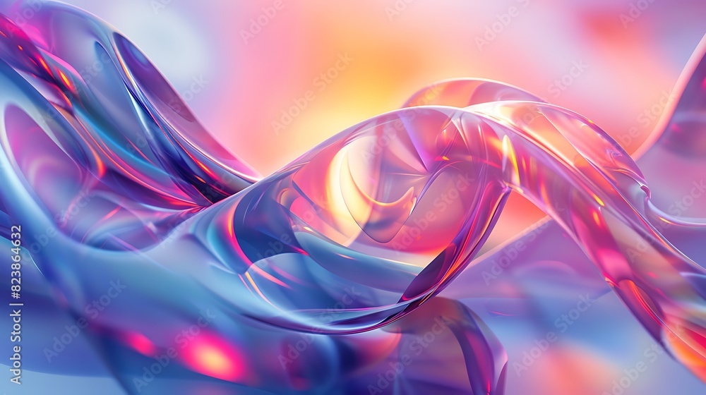 3D rendering of a colorful abstract glass shape. The image has a soft, pastel color palette and a sense of movement. 3D rendering of a colorful abstract glass shape. The image has a soft, pastel color palette and a sense of movement.