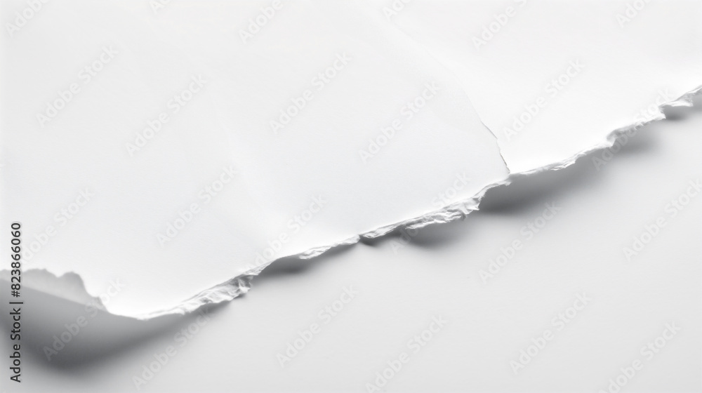 White paper texture with crumpled torn edges, closeup with copy space White paper texture with crumpled torn edges, closeup with copy space