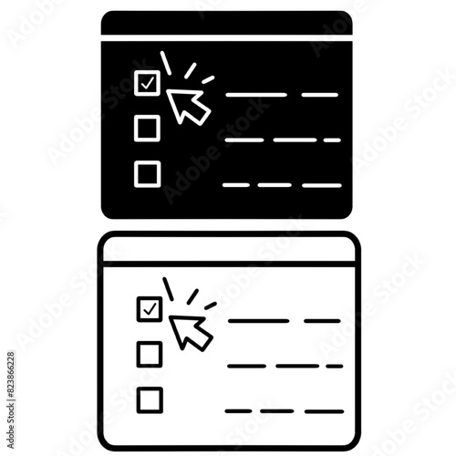 online exam or test icon, form survey for student, knowledge check questionnaire, fill and pass checklist, thin line symbol on white background - editable stroke vector illustration