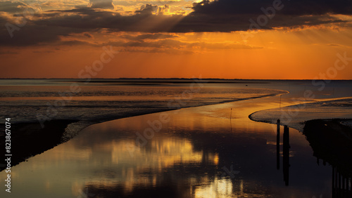 sunset over the river