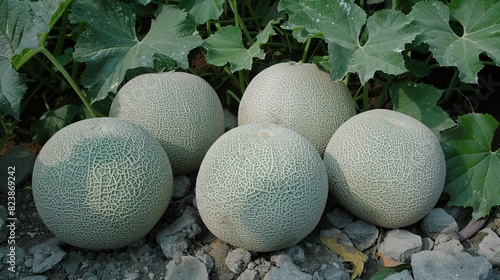 Yubari King Melon. Grown in Japan  the Yubari King Melon is a highly prized and rare variety of cantaloupe known for its sweetness and perfect round shape. Generative AI