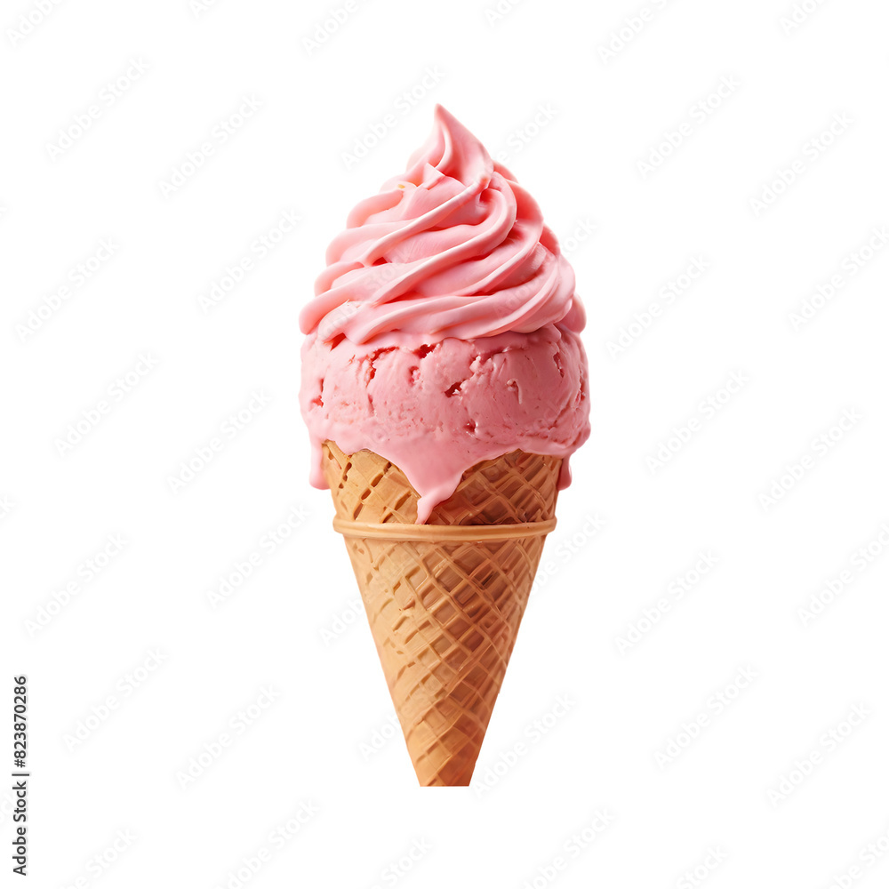 Delicious cone ice cream isolated on a transparent background by AI generative. Delicious cone ice cream isolated on a transparent background by AI generative.