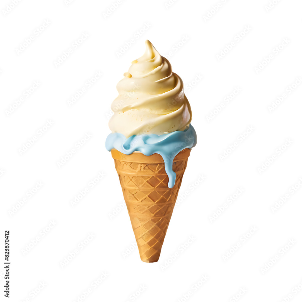Delicious cone ice cream isolated on a transparent background by AI generative. Delicious cone ice cream isolated on a transparent background by AI generative.