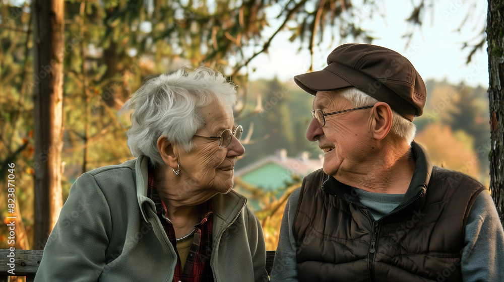 Elderly Couple Sitting on Bench Elderly Couple Sitting on Bench