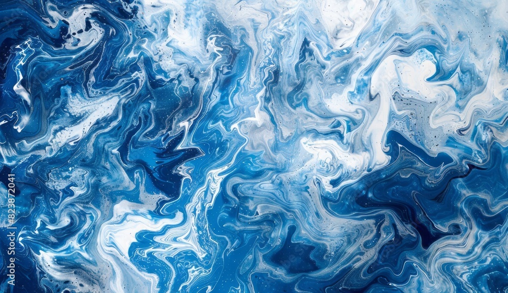 Abstract Blue and White Painting, fluid acrylic art depicting ocean waves in the style of marbling with a marble texture, paint swirls Abstract Blue and White Painting, fluid acrylic art depicting ocean waves in the style of marbling with a marble texture, paint swirls