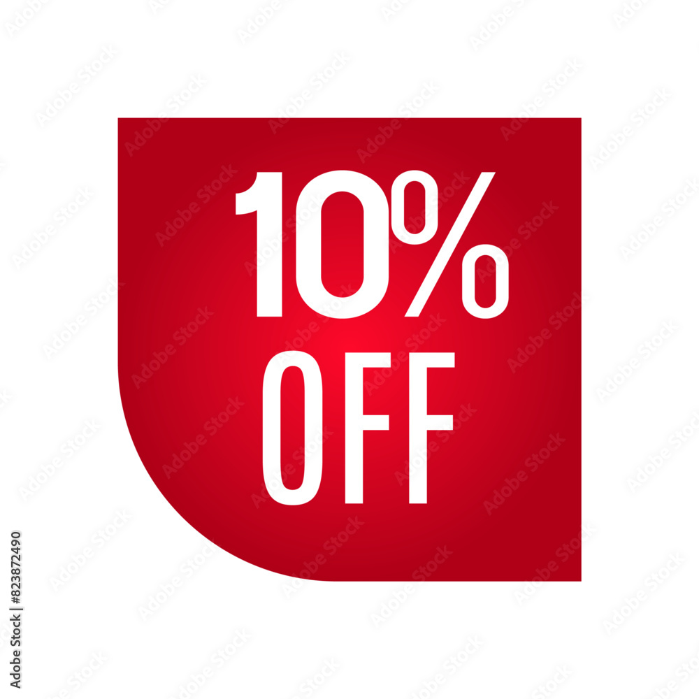 Red percent sign, Red discount label, Label 10% off Red percent sign, Red discount label, Label 10% off