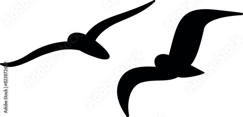 Two seagulls silhouette. Vector Illustration