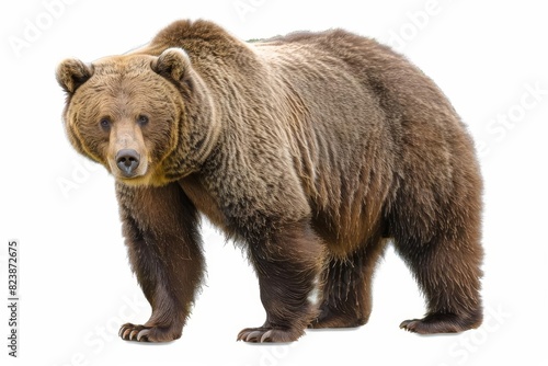 brown bear isolated on white background realistic wildlife animal portrait