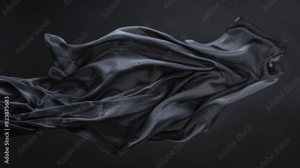 A black cloth flying in the air. Suitable for fashion or abstract concepts A black cloth flying in the air. Suitable for fashion or abstract concepts