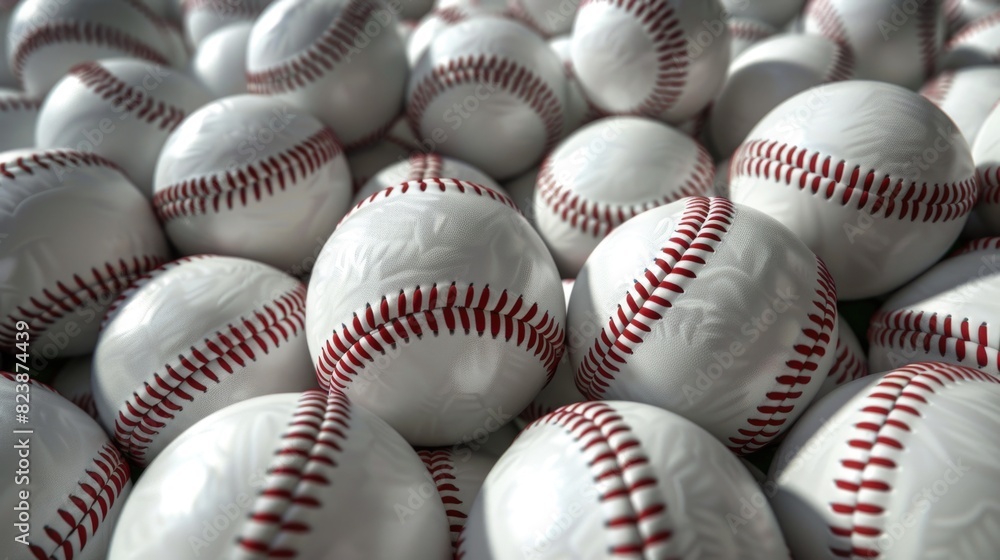 A pile of baseballs stacked on top of each other. Suitable for sports and recreation themes A pile of baseballs stacked on top of each other. Suitable for sports and recreation themes