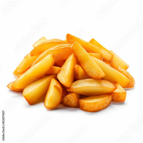 Pile of fries on white background photo