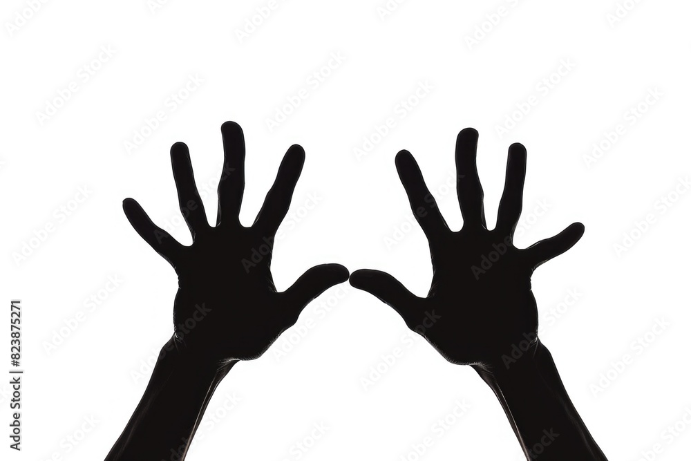 Silhouette of two hands raised in the air. Suitable for various concepts and designs Silhouette of two hands raised in the air. Suitable for various concepts and designs