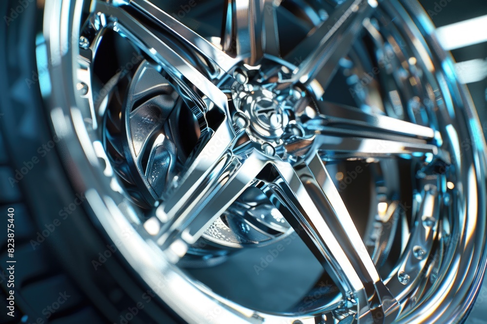 Obraz premium Detailed close up of a car wheel. Perfect for automotive industry use