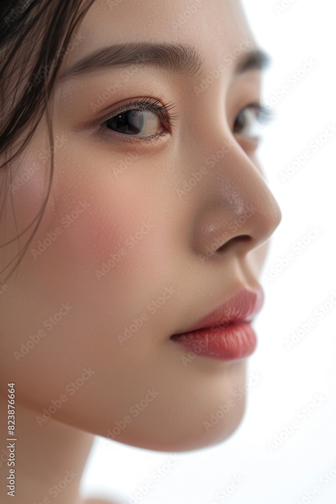 Close up of a woman's face with stylish earrings. Perfect for fashion or beauty concepts Close up of a woman's face with stylish earrings. Perfect for fashion or beauty concepts