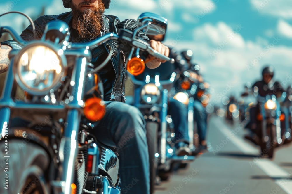 Group of bikers riding motorcycles. Suitable for travel blogs Group of bikers riding motorcycles. Suitable for travel blogs