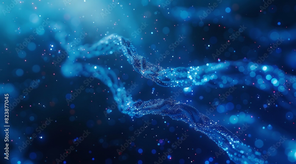 Abstract DNA, glowing blue background, cinematic, high resolution, high detail Abstract DNA, glowing blue background, cinematic, high resolution, high detail