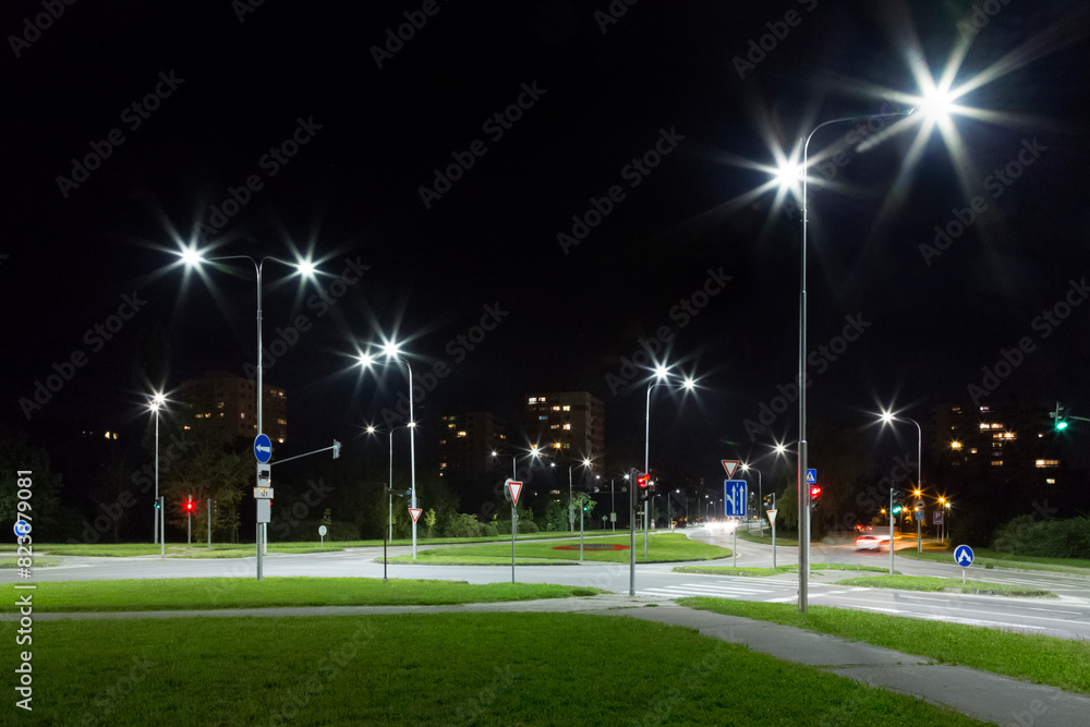 night crossroad in city at night night crossroad in city at night