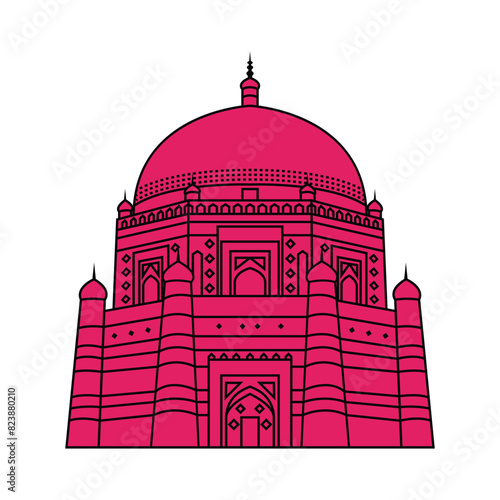 Tomb of Hazrat Shah Rukn-e-Alam Vector illustration