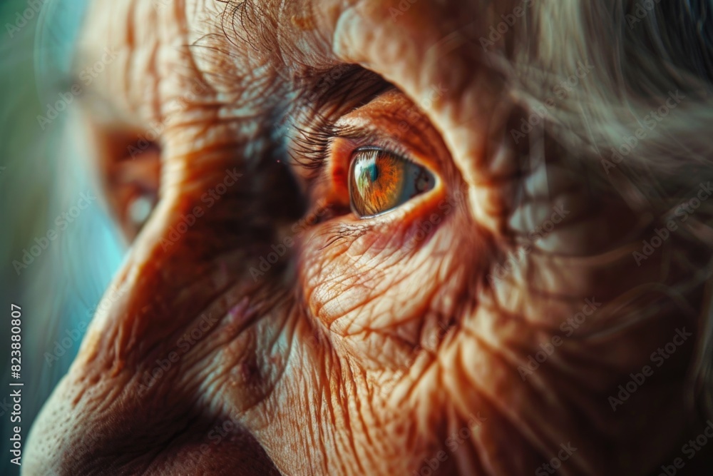 Detailed close-up of an elderly woman's eye. Suitable for medical or elderly care concepts Detailed close-up of an elderly woman's eye. Suitable for medical or elderly care concepts
