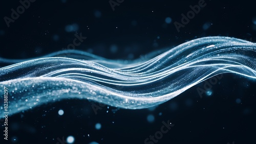 dynamic particle stream wallpaper: luminous flow on dark backdrop