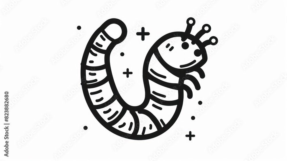 Fototapeta premium Detailed monochrome illustration of a worm. Suitable for educational materials