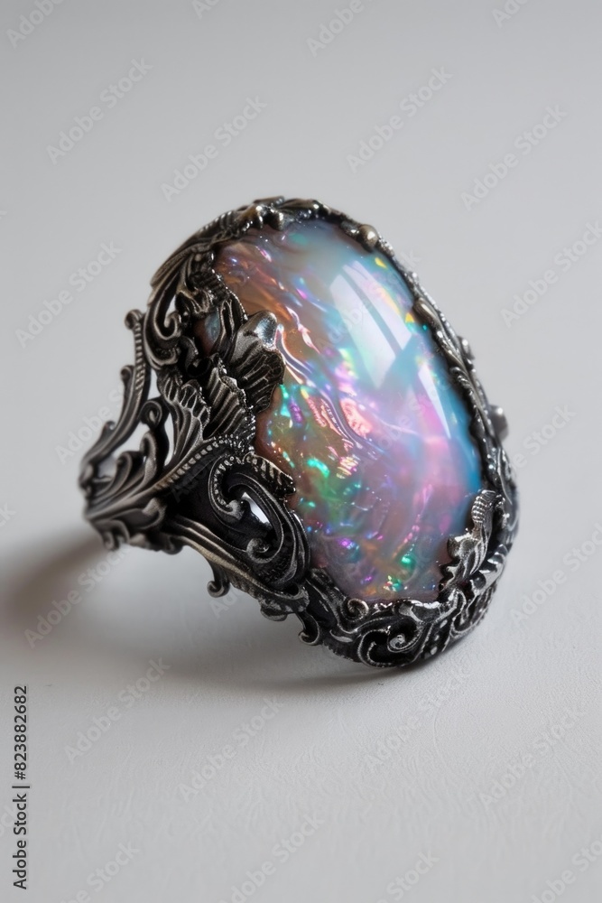 A ring with an oplite gemstone, ideal for jewelry designs A ring with an oplite gemstone, ideal for jewelry designs