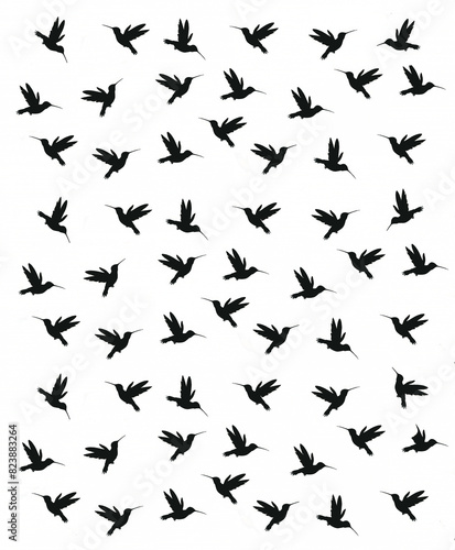 Silhouetted Hummingbirds Wallpaper - Background of repetitive birds in different flight patterns