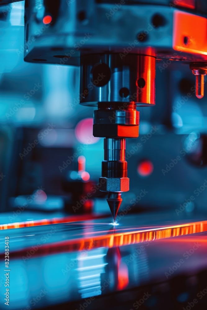 Detailed image of a machine with a red light, suitable for industrial concepts Detailed image of a machine with a red light, suitable for industrial concepts