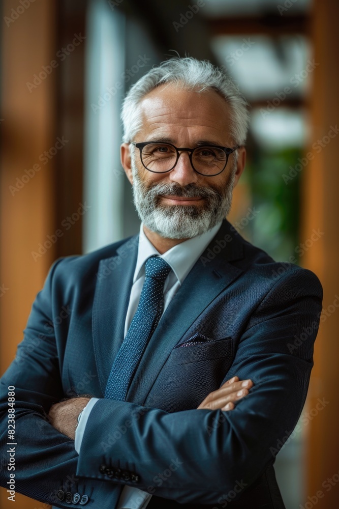 Businessman in suit and tie standing confidently with arms crossed. Ideal for business and professional concepts Businessman in suit and tie standing confidently with arms crossed. Ideal for business and professional concepts