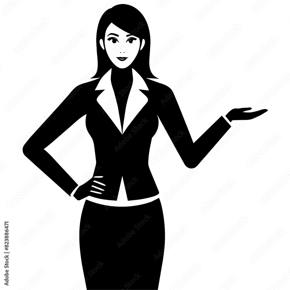 Fototapeta premium A Professional Business woman standing pose vector silhouette, white background (22)