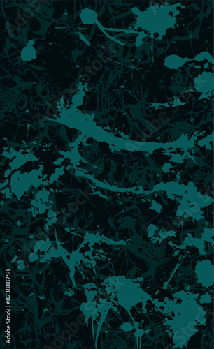 Turquoise grunge style background. Vector texture of paint, streaks, blotches