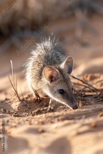 A small rat walking on the sand, suitable for various projects