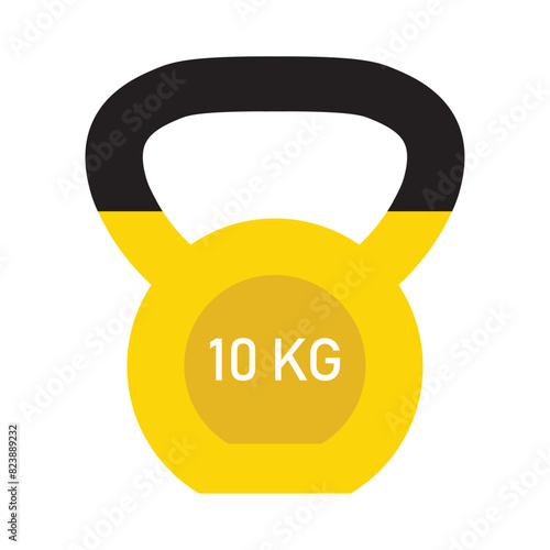 Yellow Kettlebell Vector icon isolated on white, Workout gym tools, accessories. Sport equipment, Gym time concept. Iron kettlebell icon, sport training and fitness design element on white background.